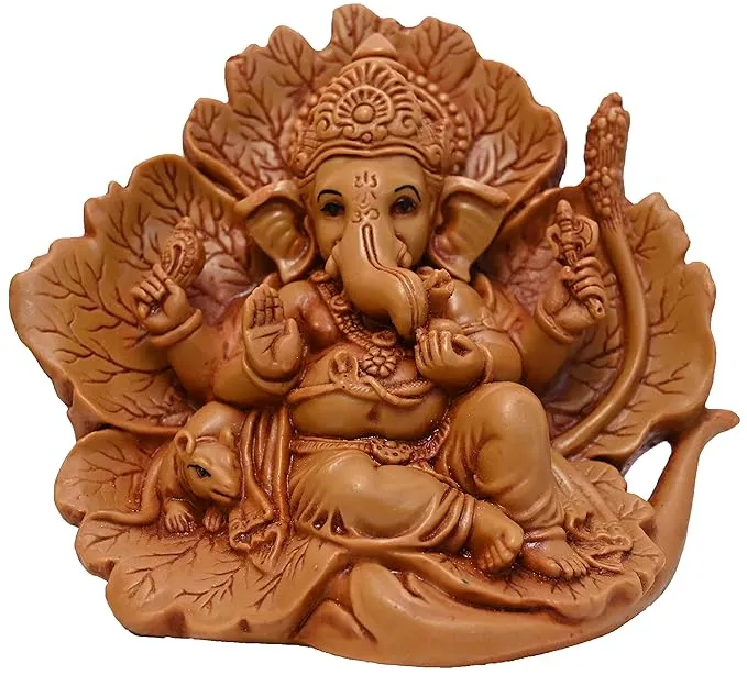 Ganesh Hand-Crafted Lord Bal Ganesha Statue Idols for Home & Office Decor Ganesha Statue in Religious Idols Showpiece for Living Room (14 cm Height) (Resin, Brown)